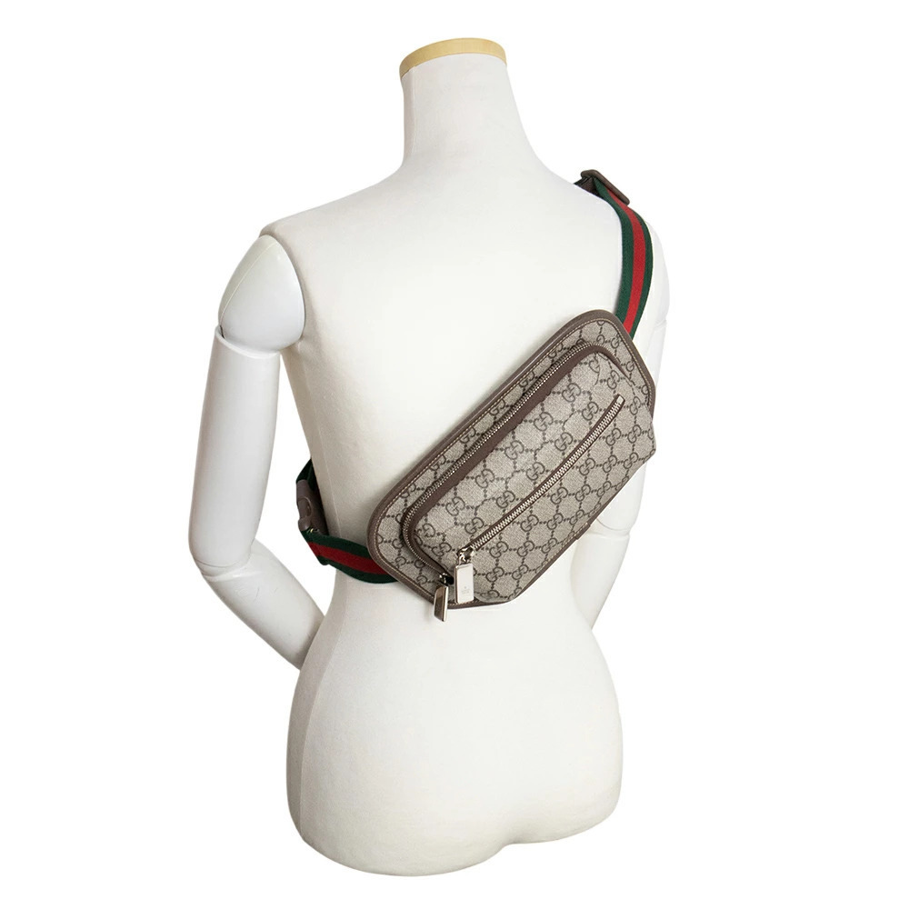Gucci Body Bum Crossbody Belt Waist Belt Bag Crossbody GG Beige Brown Red - Picture 8 of 10
